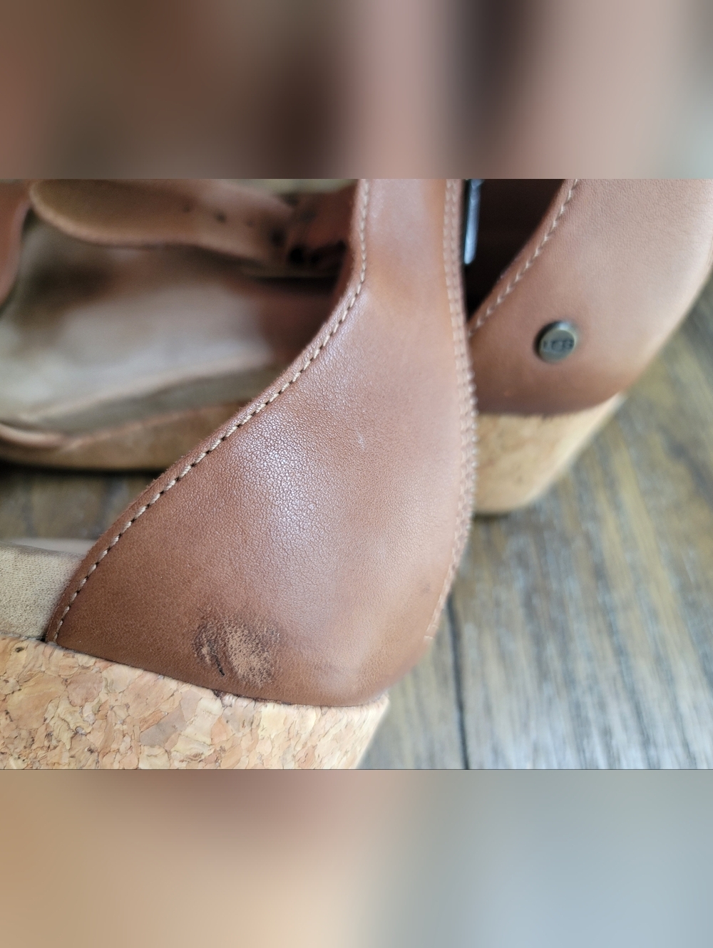 UGG Women's Brown Leather Ankle-Strap Sandals - Picture 9 of 10